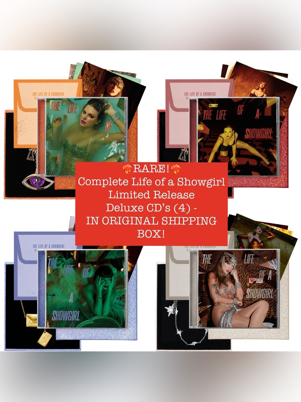 🫶 Complete Set of all 4 Taylor Swift The Life of a Showgirl Limited Deluxe CD’s